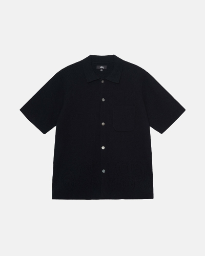 Black Stussy Perforated Swirl Knit Men's Shirts | MBX-063142