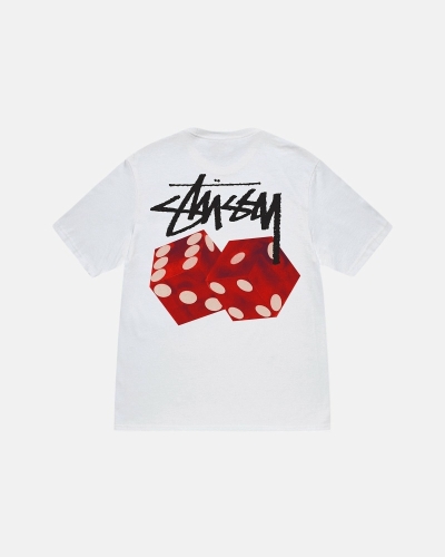 White Stussy Diced Out Men's T Shirts | DFN-319548